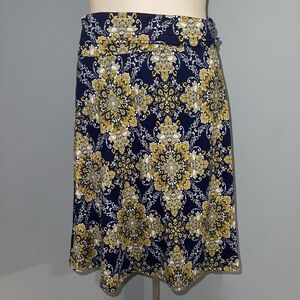 Colette Women’s Blue Yellow Mali Brushed Knit Paisley Skirt size small NWT